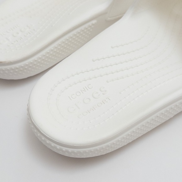 Crocs White Slide Sandals Men's 7 Women's 9 Unisex Comfort Slip On Pool Beach - Picture 9 of 16